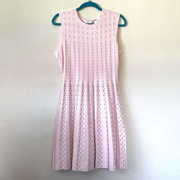 Ted Baker London Light Pink Knitted Sleeveless Skater Skirt Dress